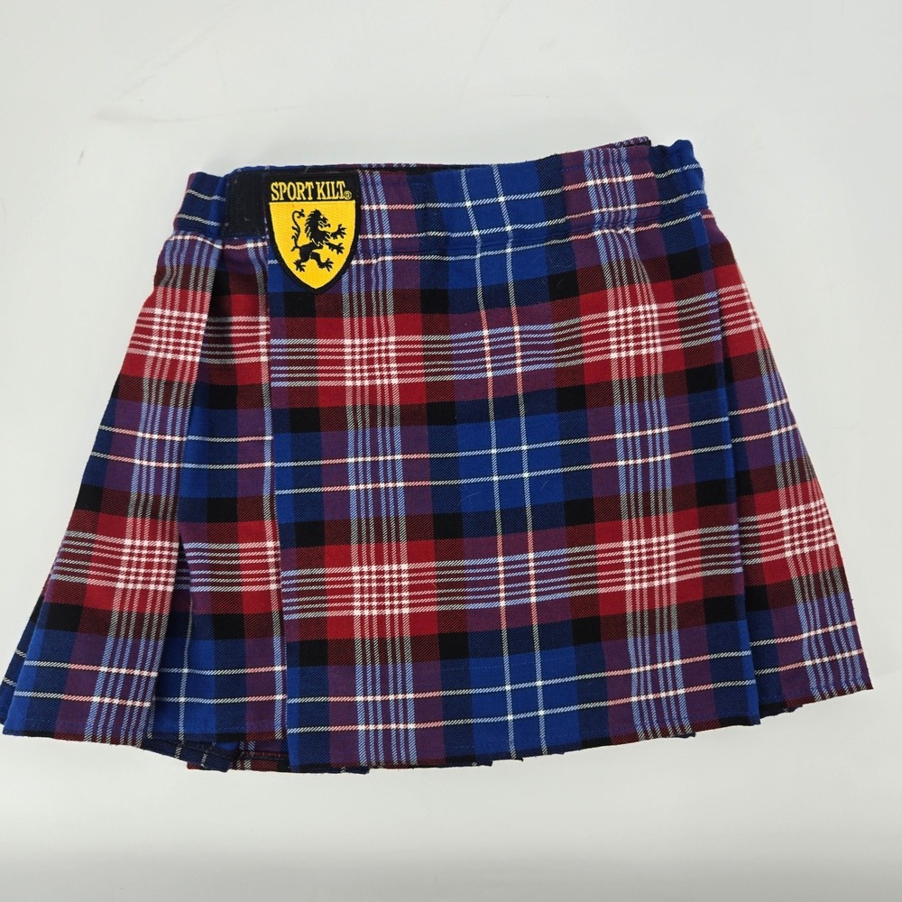 Sport Kilt USA Tartan Blue Red Plaid Kilt Size Small Made in USA
